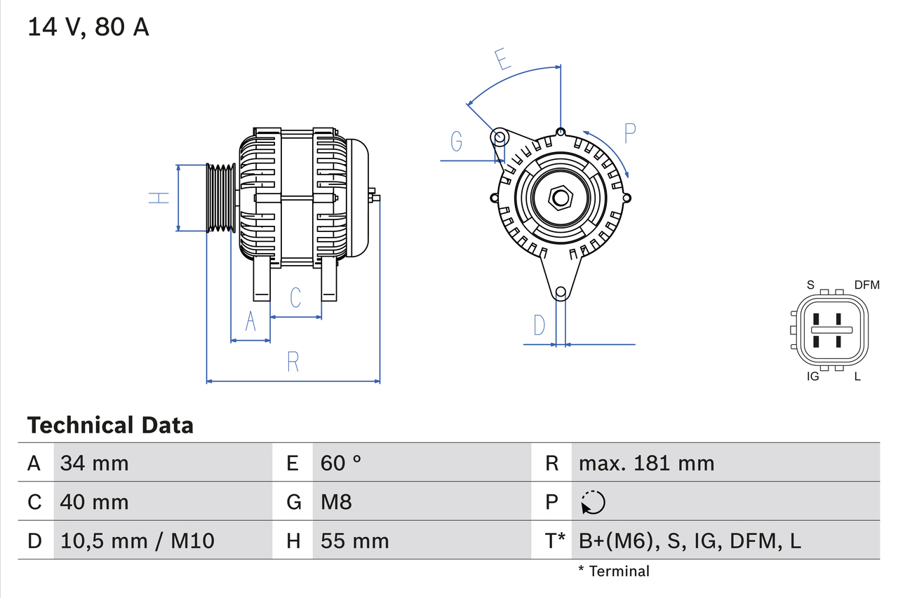 BOSCH ALTERNATOR 0124315029